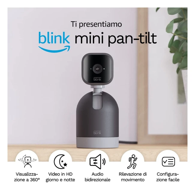 Blink Mini Pantilt Camera - Videocamera Intelligente di Sicurezza Interna con Au