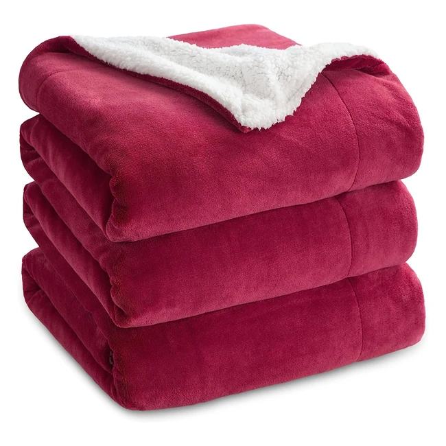 Bedsure Kuscheldecke Sofa 220x240 cm - Warme Sherpa Sofaberwurf Decke in Rot
