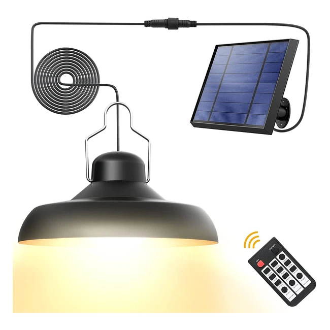 Lámpara solar exterior WHOUSEWE con control remoto IR, brillo ajustable y 3 colores de luz