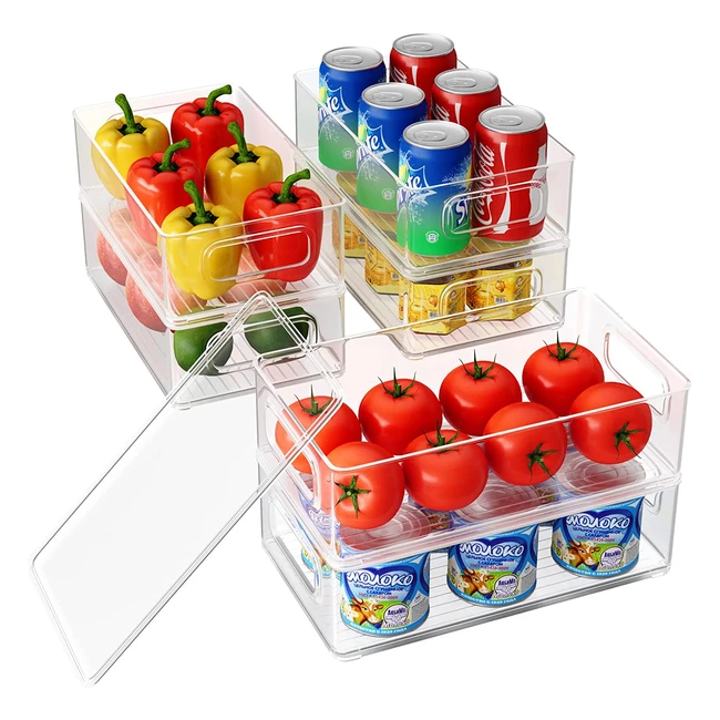 Lot de 6 boîtes de rangement pour frigo Withosent - Organisateur en plastique transparent empilable sans BPA pour une cuisine organisée