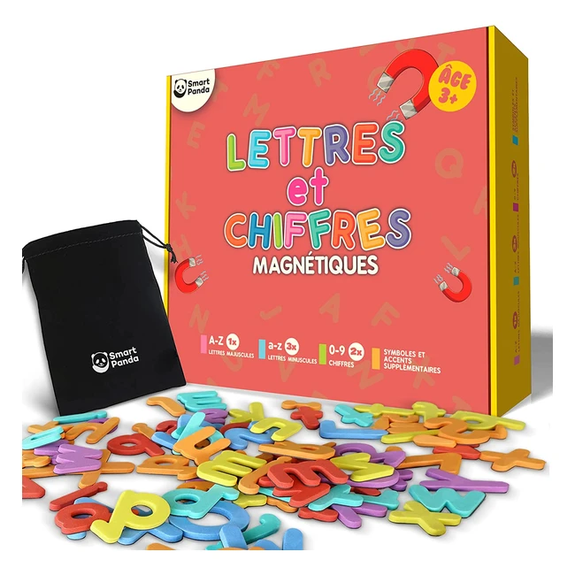 Jeu de lettres et chiffres magnétiques pour enfants - 104 aimants en mousse douce et épaisse avec accents français