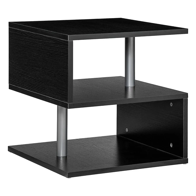 Homcom Side Table - Robust, Stable, and Multipurpose with 3 Compartments - 48 x 48 x 48 cm