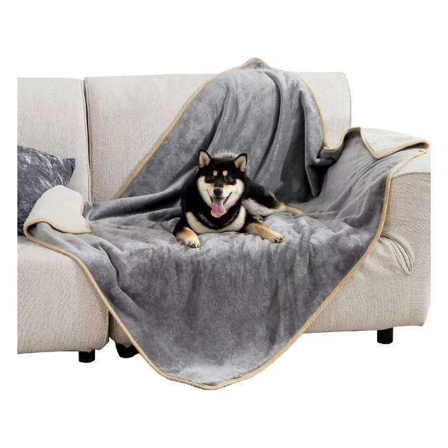Lesure Waterproof Dog Blanket - Large 120x100cm Fleece, Personalised, Protects Bed and Sofa with Soft Plush Grey