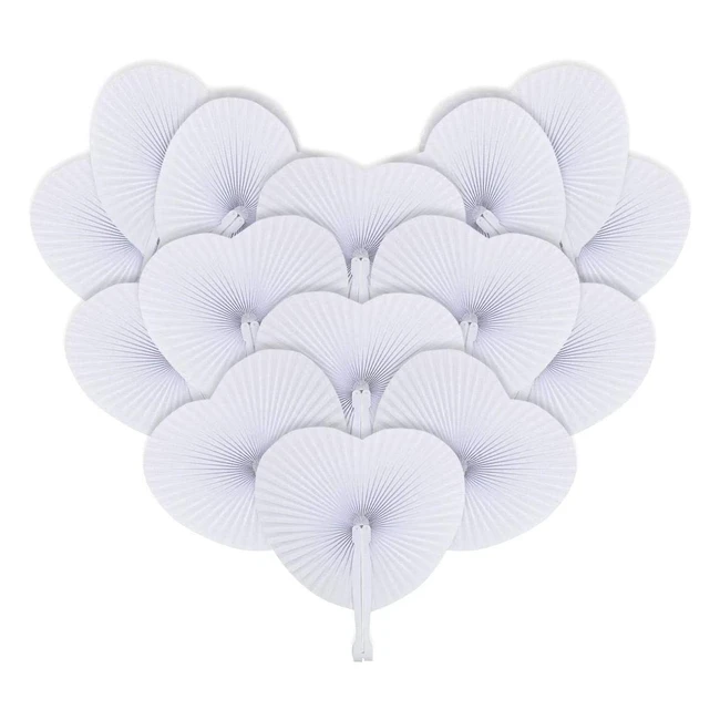 Ventagli pieghevoli bianchi a forma di cuore - Izoel (24 pezzi)
