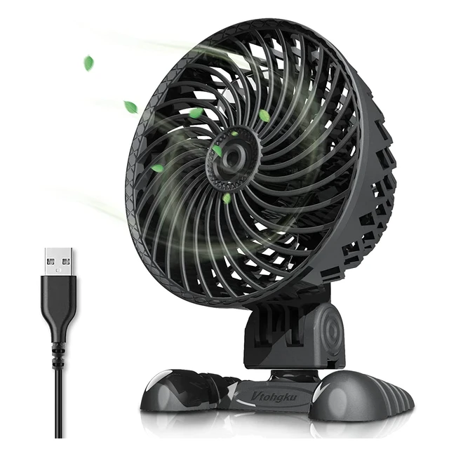 Ventilador USB Silencioso Pequeño - Velocidad Continua Ajustable - Ideal para Oficina, Hogar, Viajar y Acampar