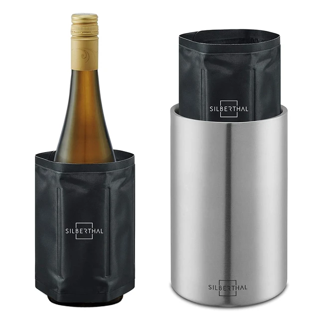 Silberthal Glacette Bottiglia Vino Acciaio - Raffreddatore Bottiglia di Vino Tavola con 2 Buste Raffredda Bottiglia