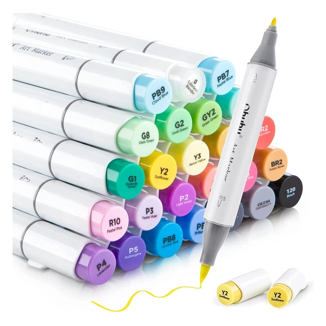 24 Rotuladores de Colores Ohuhu - Doble Punta Pincel y Fina para Dibujo y Coloreado