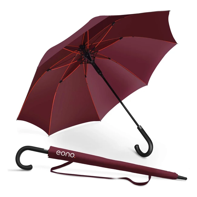 Eono Stick Umbrella - Large Windproof Golf Umbrella for 2 People - Automatic Open/Manual Close - Red
