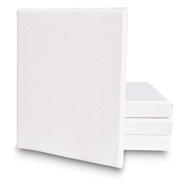 Eono Stretched Canvas Set of 4 - 100% Cotton, Blank 20cm x 15cm, Ideal for Oil or Acrylic Painting