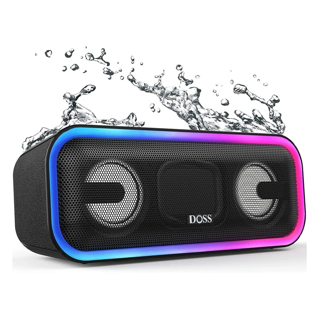 Enceinte Bluetooth portable lumineuse waterproof 24W - Son stéréo exceptionnel, basses puissantes, couplage stéréo sans fil, spectacle de lumière rythmé - Doss