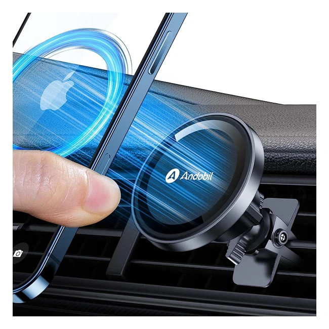 Andobil Kfz Handyhalterung Magnet für Magsafe - 360° drehbar, für iPhone 14/13/12, stabil und kabellos ladbar