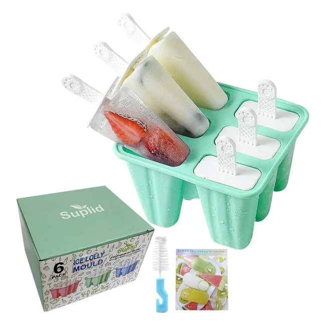 Reusable Silicone Ice Lolly Mould - Make 6 Popsicles at Once with Easy Release -