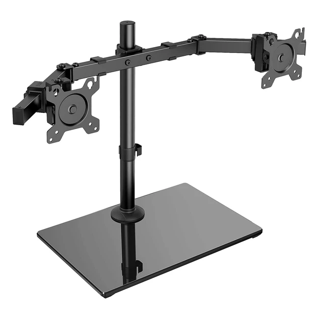 Ergear Double Monitor Stand for 13-32 Screens - Freestanding Base, VESA Plate Slide Design, Tilt 90°, Swivel 180°, Rotate 360°, Weight 12kg