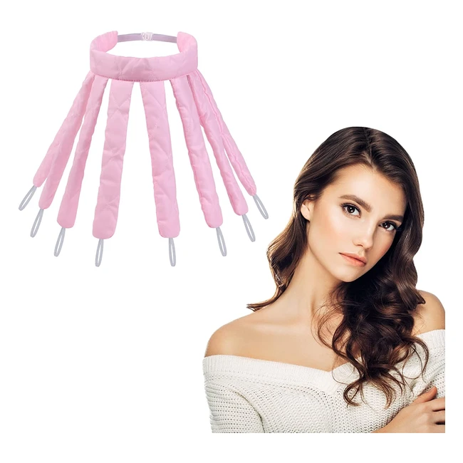 Rizador de pelo sin calor URAQT con diseño de ocho varillas de seda flexibles para cabello largo y medio - Herramientas de peinado DIY rosa