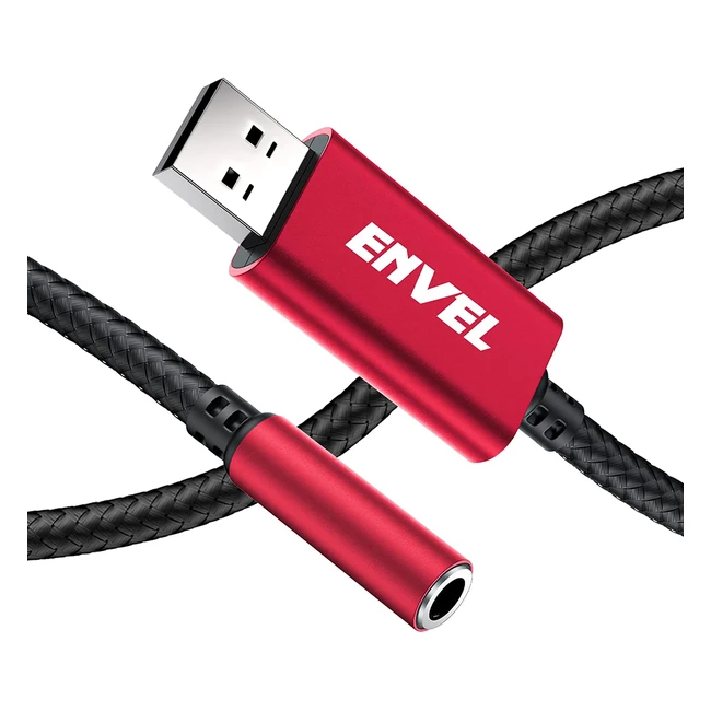 Adattatore Audio USB Envel per Cuffie PS4 PS5 PC - Metallo Intrecciato Rosso