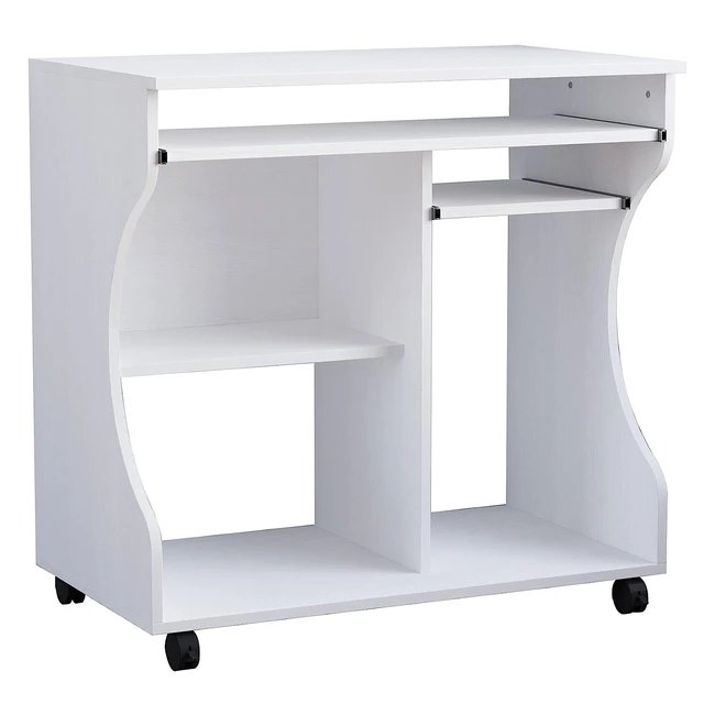 Homcom Eckschreibtisch Bürotisch PC-Tisch Weiß 80x48x76cm - Platzsparend & Viel Stauraum