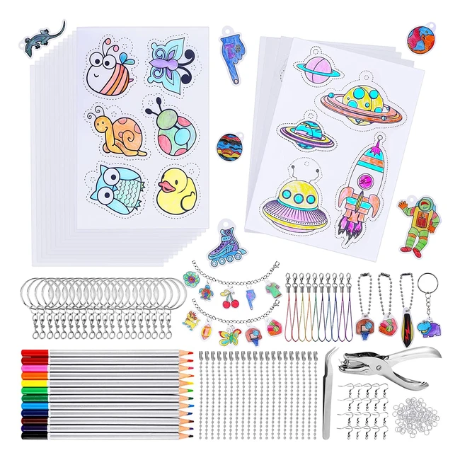 Kit Plastique Fou pour Enfant - 201 Pièces Inclus A5, Transparent, Dingue, Motifs, Perforatrice, Crayon, Fermoir - CGBoom