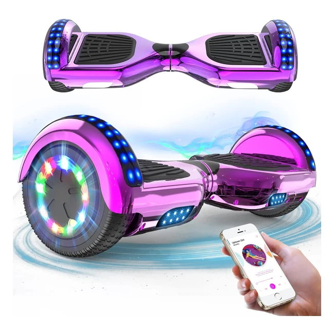RCB 65-Inch Hoverboard with Bluetooth Speaker  Colorful LED Lights - Perfect Gi