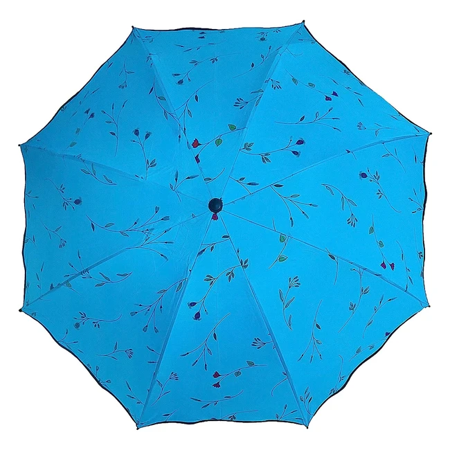 Maibar Ladies UV Protection Umbrella - UPF 50, Triple Folding, Windproof, Lightweight - Blue