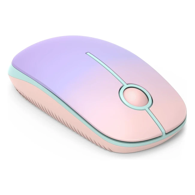 Wireless Silent Mouse 24G with USB Receiver - 18 Month Battery Life - 1600 DPI - Portable for Windows/Mac/Linux - Pink Gradient Purple