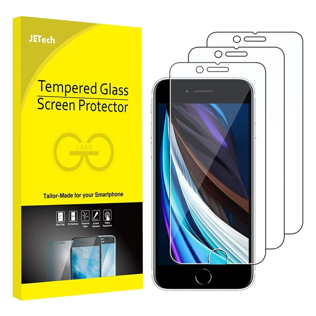 Jetech iPhone SE 2020 Screen Protector Pack of 3 - Tempered Glass - 9H Hardness - Bubble-Free