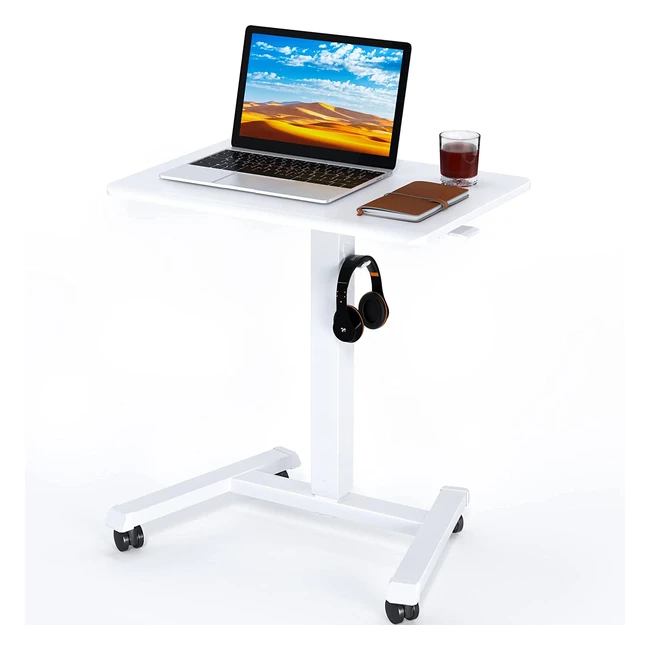 Hhenverstellbarer Stehsitz-Schreibtisch von Bontec - Mobiler Stehtisch mit Rol