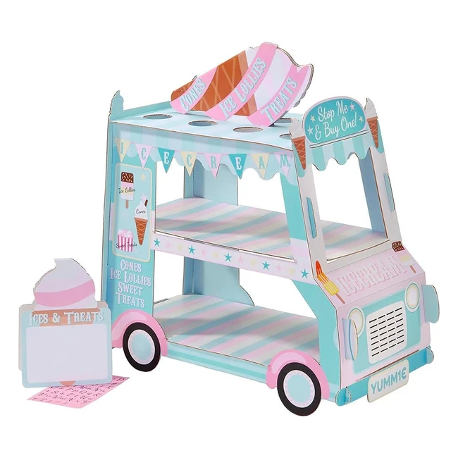 Alzata per torta furgone dei gelati con 3 ripiani - Decorazioni per feste di compleanno per bambini - Ideale per dolci, cupcakes, dessert e prelibatezze estive