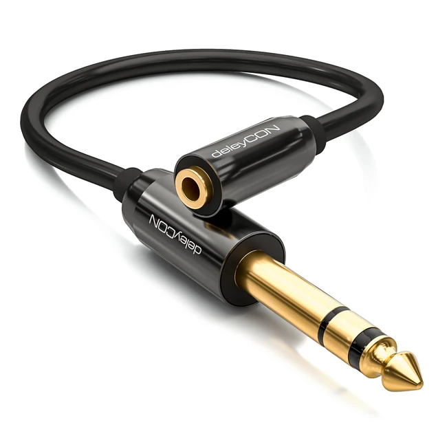 Câble adaptateur jack deleycon 02m, audio stéréo 6,3mm mâle vers 3,5mm femelle, doré et noir