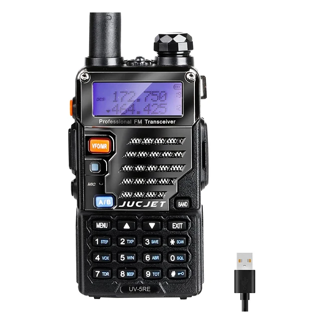 UV-5RE Walkie Talkie Dual Band VHF/UHF mit LED-Anzeige, 128 Speicherkanal, professionell und einfach zu bedienen, schwarz