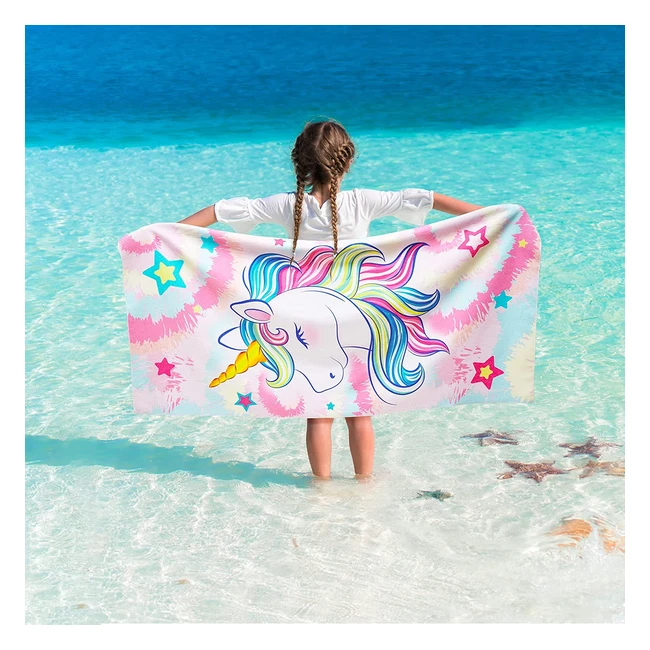 Toalla de playa unicornio arcoris 76x150cm para nias - Ultra absorbente y se
