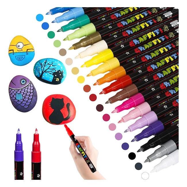 Feutre acrylique Luzoon 18 couleurs - Marqueur peinture étanche permanente pour graffiti, céramique, toile, porcelaine, bois, papier
