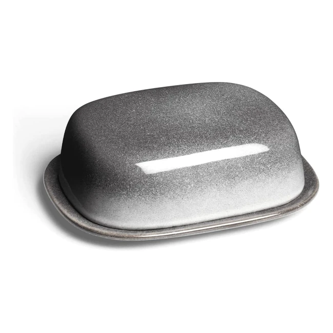 Springlane Misty Cliff Butter Dish - Robust Stoneware with Lid and Non-Slip Desi