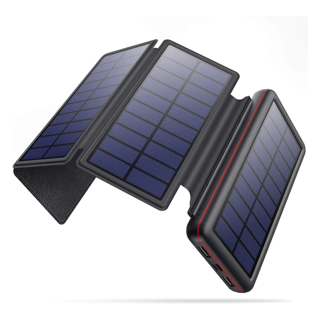 HETP Solar Charger 26800mAh - 4 Solar Panels, Type C Input, 3 Inputs in 2 Outputs, Power Pack for Outdoor Camping