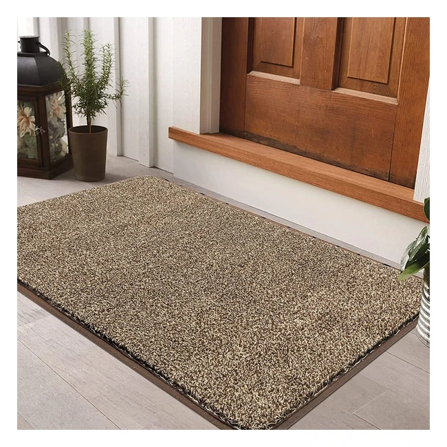 Pauwer Low-Profile Indoor Doormat - Non-Slip Entrance Mat for High Traffic Areas - Brown - 45x70cm