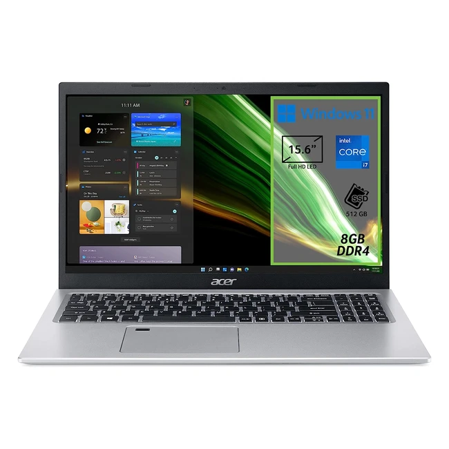 Acer Aspire 5 A5155673CR - PC portatile con Intel Core i7, 8GB RAM, 512GB PCIe NVMe SSD, Display 15.6 FHD LED LCD, Windows 11 Home