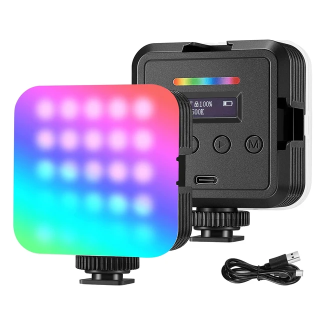 Luce video magnetica RGB Neewer RGB61 con 3 supporti slitta - 20 modalità scena, 800 lux, 97 CRI