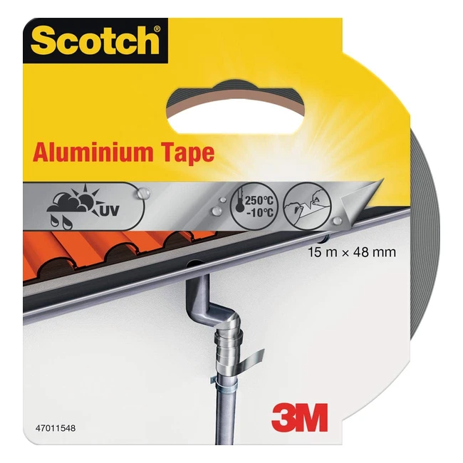 Cinta de aluminio Scotch 47011548 de 15m x 48mm, resistente al envejecimiento y aceites