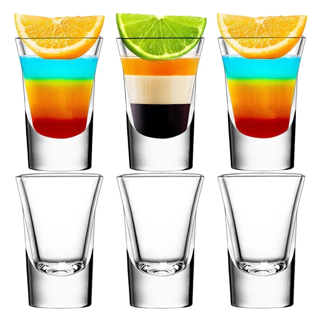 Suprobarware Shot Glasses Set - 6x2oz35ml Clear Glass with Heavy Base for Cockt
