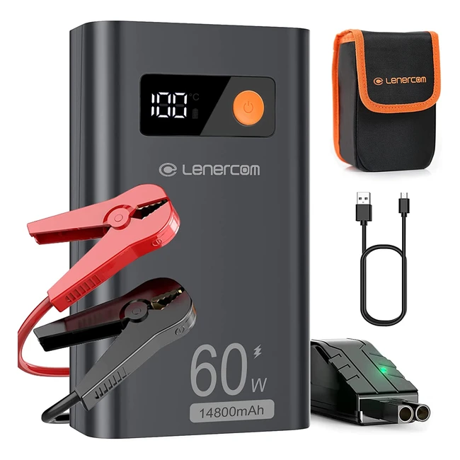 Jump Starter Power Bank 1800A Peak Car Starter PD 60W Quick Charge - Suitable for 7L Petrol and 4L Diesel