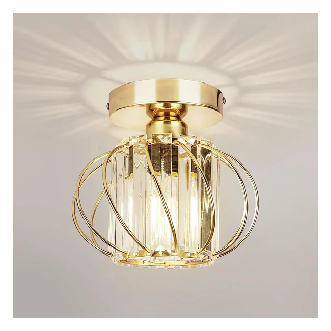Modern Crystal Ceiling Light - Frideko Industrial Mini Semi Flush Mount LED Chandeliers for Kitchen Hallway Living Room - Gold