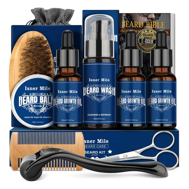 Beard Growth Kit for Men - Thicker Healthier Beard with Growth Oil Brush Balm