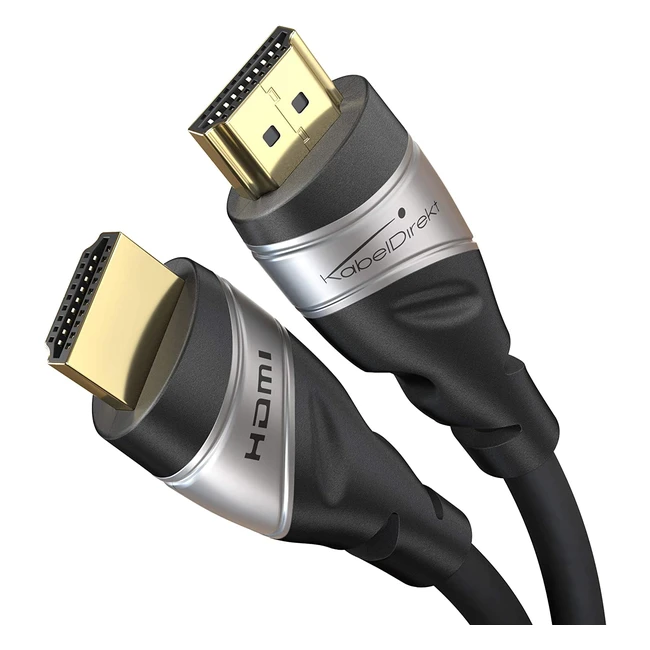KabelDirekt 8K/4K HDMI 2.1 Kabel 15m - Ultra High Speed 48G, HDMI-zertifiziert, für PS5/Xbox/Monitor/TV/Projektor - Silber