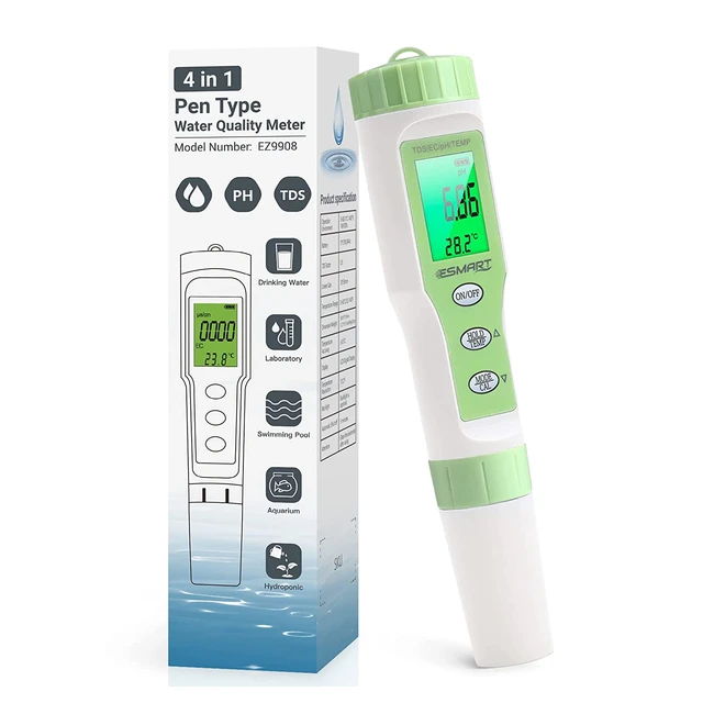 Medidor de pH digital 4 en 1 para piscinas y acuarios - eSmart