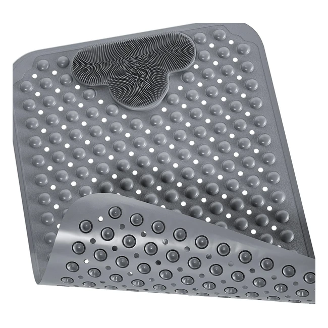 Purejoy Shower Mats - Non-Slip TPE Material with 166 Suction Cups - Foot Massage Area - Washable - Soft Touch - Grey (40x70 cm)