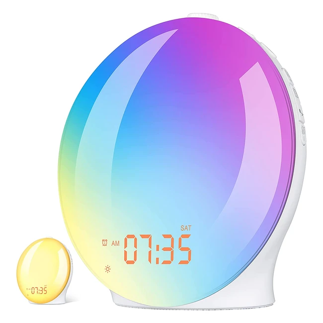 LitAlarm Sunrise Alarm Clock - Fullscreen, 320 Lux, 8 Natural Sounds, Dual Alarms, Snooze, 14 Light Modes