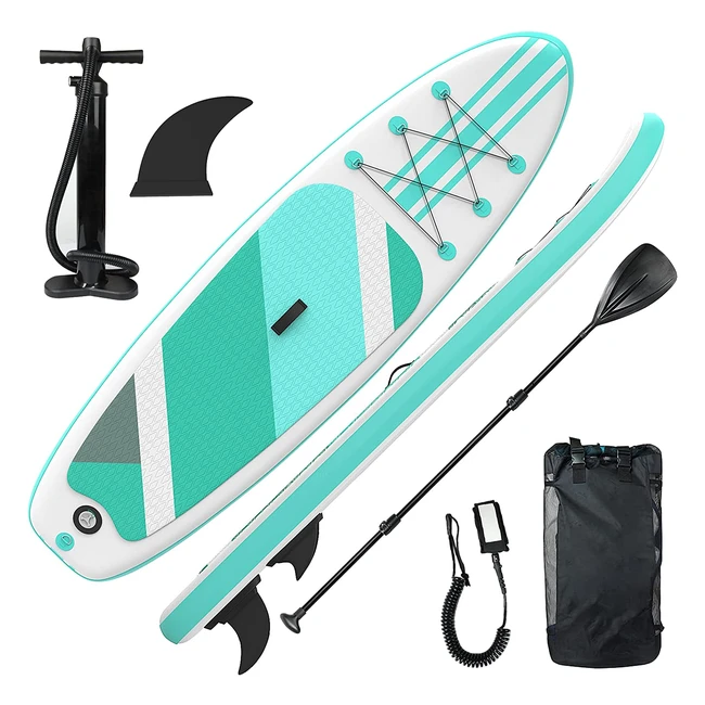 Surfroll aufblasbares Paddle Board für Erwachsene mit rutschfestem Deck, Premium SUP Zubehör inklusive Doppelpumpen, Surf Control Rucksack, verstellbarem Paddel, Leine, wasserdichter Tasche und Reparaturset