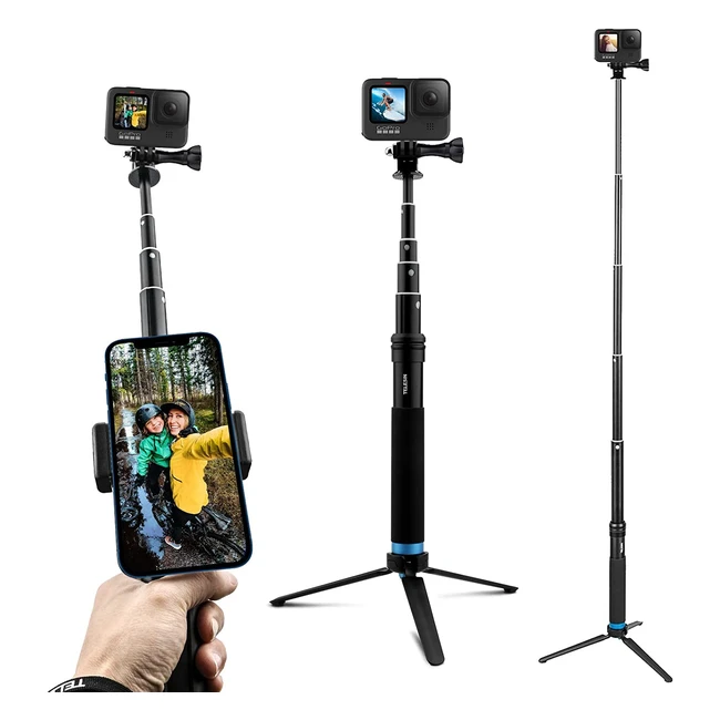 Perche selfie trépied en alliage d'aluminium pour GoPro et caméras d'action - AUYKOO