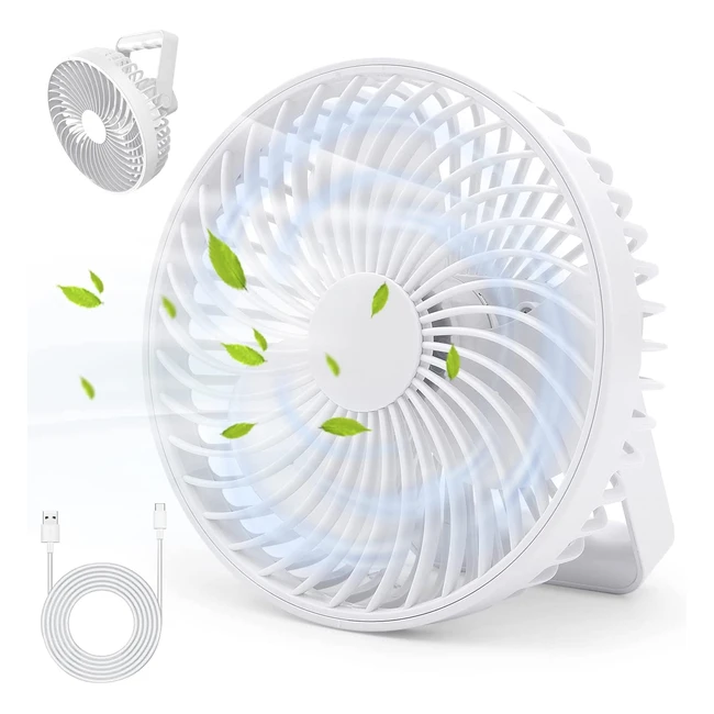 Ventilatore da tavolo ricaricabile Multper con luce LED, 4 velocità e timer