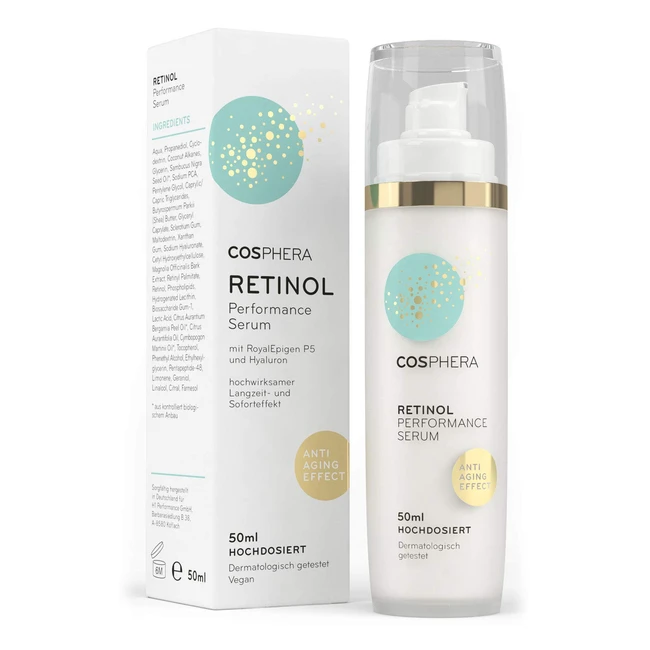 Cosphera Retinol Performance Serum 50ml - Anti-Aging Gel mit Hyaluronsäure für Gesicht & Hals