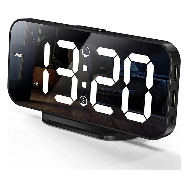 LED Digital Alarm Clock with Mirror Surface - Modern Design for Bedroom, Living Room, and Office